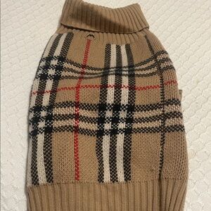 Burberry Beige Plaid Dog Turtleneck Sweater